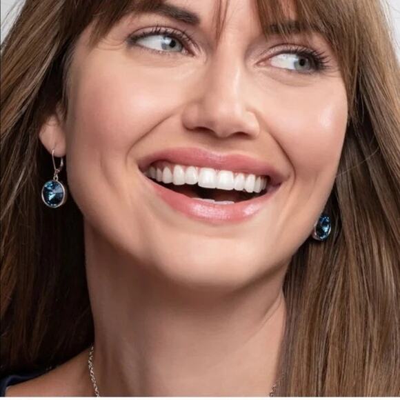 Touchstone Crystal Lulu Earrings Montana; Silver and Blue Crystal Earrings - Picture 2 of 4